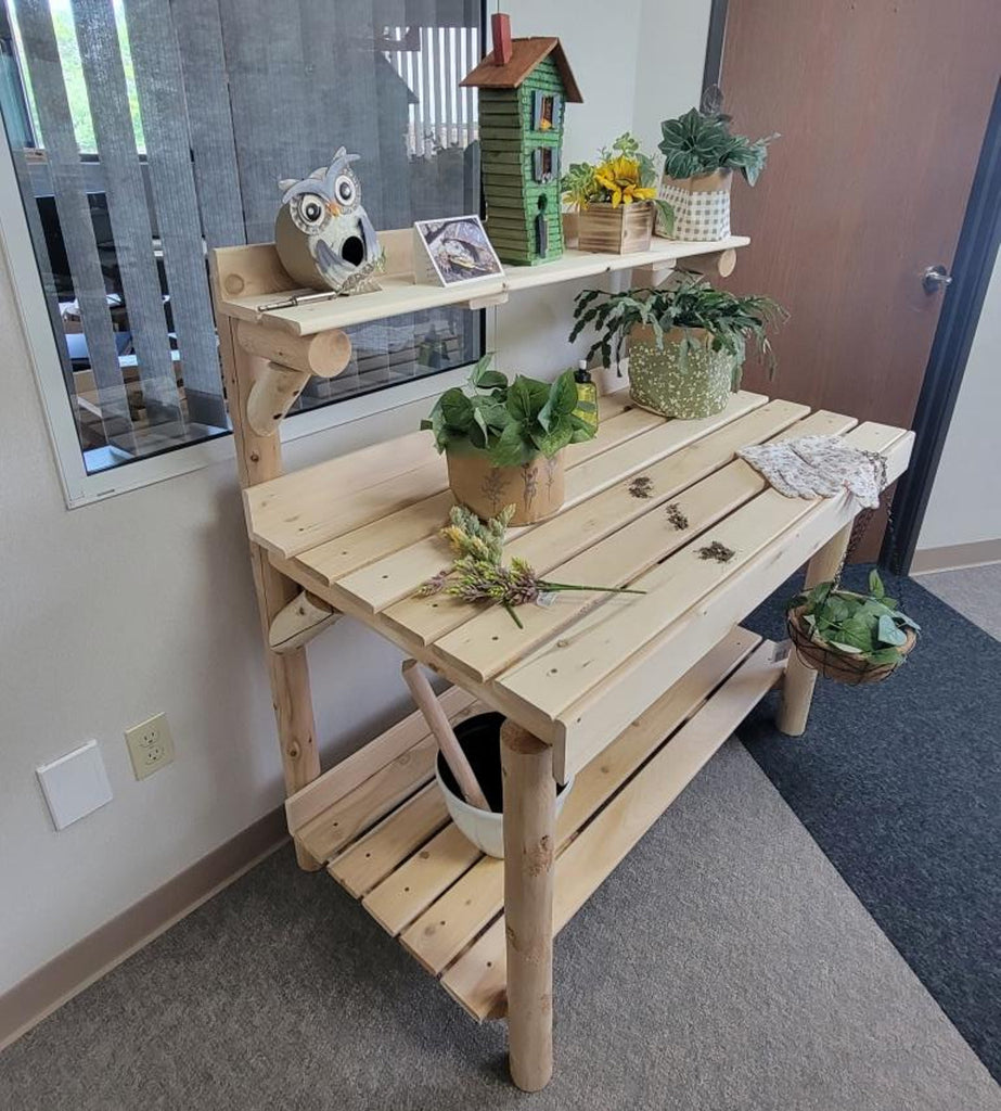 Log Style Cedar Potting Table – Swing Chairs Direct