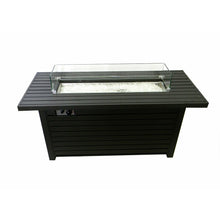 Black Mocha Finish Aluminum Rectangular Fire Pit With Wind Screen - 02