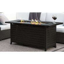 Black Mocha Finish Aluminum Rectangular Fire Pit With Wind Screen - 01