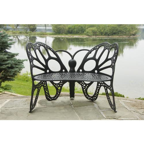FlowerHouse Butterfly Aluminum 46 inch Outdoor Garden Bench