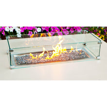 Fire Pit Rectangular Glass Wind Screen - 01