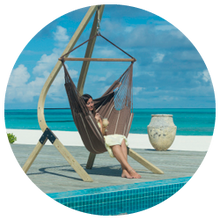 Vela Hammock Stand , Spruce Wood, for La Siesta Lounger Hammock Chairs - Caramel