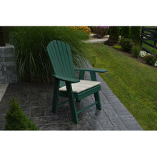The A & L Furniture Recycled Plastic Upright Adirondack Chair is different from your standard Adirondack chair.  This Adirondack sits higher with a straight seat, unlike most Adirondack chairs that have an angled seat.  This Chair does not lean as far back as the standard Adirondack chairs, making it easier to get in and out of.  This handsome chair will be a great addition to your outdoor needs.