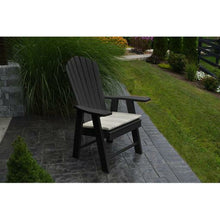 The A & L Furniture Recycled Plastic Upright Adirondack Chair is different from your standard Adirondack chair.  This Adirondack sits higher with a straight seat, unlike most Adirondack chairs that have an angled seat.  This Chair does not lean as far back as the standard Adirondack chairs, making it easier to get in and out of.  This handsome chair will be a great addition to your outdoor needs.