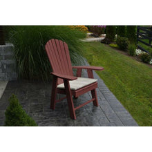 The A & L Furniture Recycled Plastic Upright Adirondack Chair is different from your standard Adirondack chair.  This Adirondack sits higher with a straight seat, unlike most Adirondack chairs that have an angled seat.  This Chair does not lean as far back as the standard Adirondack chairs, making it easier to get in and out of.  This handsome chair will be a great addition to your outdoor needs.