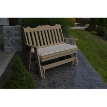 Get ready for the glide of your life. The A & L Furniture Recycled Plastic 5 ft. Royal English Outdoor Glider Loveseat provides you with a picturesque place to perch while gliding ever so smoothly back and forth. This lovely loveseat will add interest to your porch or garden with its decoratively scalloped top and traditional vertical back slats.
