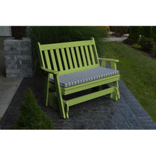 The sharp, clean lines of the lovely A & L Furniture Recycled Plastic 5 ft. Traditional English Outdoor Glider Loveseat create an attractive addition to your garden or patio without detracting from your beautiful foliage or other decor. Sit and admire the space surrounding you while gliding gently back and forth; it's bound to be the best part of your day.