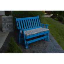 The sharp, clean lines of the lovely A & L Furniture Recycled Plastic 5 ft. Traditional English Outdoor Glider Loveseat create an attractive addition to your garden or patio without detracting from your beautiful foliage or other decor. Sit and admire the space surrounding you while gliding gently back and forth; it's bound to be the best part of your day.