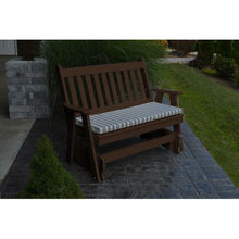 The sharp, clean lines of the lovely A & L Furniture Recycled Plastic 5 ft. Traditional English Outdoor Glider Loveseat create an attractive addition to your garden or patio without detracting from your beautiful foliage or other decor. Sit and admire the space surrounding you while gliding gently back and forth; it's bound to be the best part of your day.