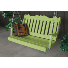 This Elegant Traditional Royal English 5' Porch Swing has details that make it an exceptional swing for your home. The unique top rail that is made with a scalloped design makes it perfect for your porch. This durable swing comes with stainless steel chains that will not rust and you can adjust them to whatever height you would like.