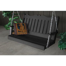This Elegant Traditional Royal English 5' Porch Swing has details that make it an exceptional swing for your home. The unique top rail that is made with a scalloped design makes it perfect for your porch. This durable swing comes with stainless steel chains that will not rust and you can adjust them to whatever height you would like.