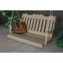 This Elegant Traditional Royal English 5' Porch Swing has details that make it an exceptional swing for your home. The unique top rail that is made with a scalloped design makes it perfect for your porch. This durable swing comes with stainless steel chains that will not rust and you can adjust them to whatever height you would like.