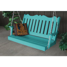 This Elegant Traditional Royal English 5' Porch Swing has details that make it an exceptional swing for your home. The unique top rail that is made with a scalloped design makes it perfect for your porch. This durable swing comes with stainless steel chains that will not rust and you can adjust them to whatever height you would like.
