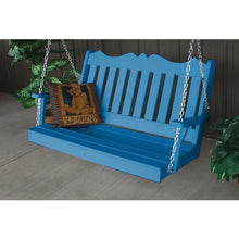 This Elegant Traditional Royal English 5' Porch Swing has details that make it an exceptional swing for your home. The unique top rail that is made with a scalloped design makes it perfect for your porch. This durable swing comes with stainless steel chains that will not rust and you can adjust them to whatever height you would like.