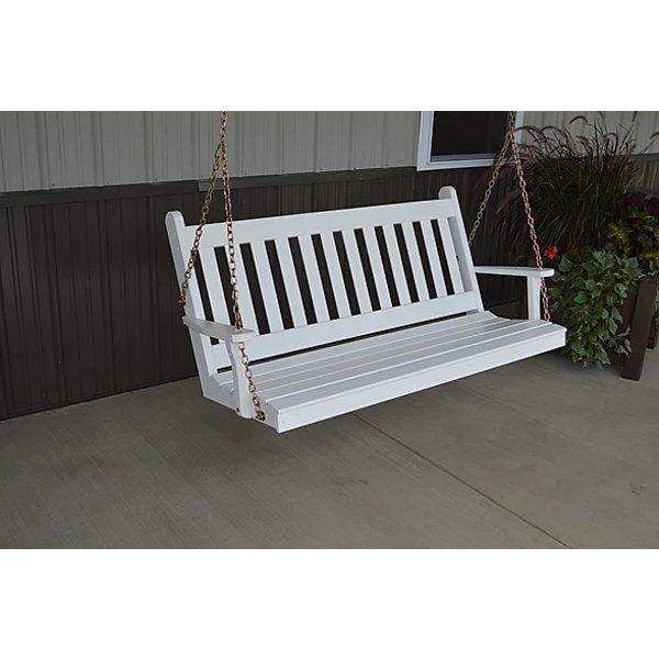A & L Furniture Co. Yellow Pine Traditional English Style Porch Swing (4ft, 5ft and 6ft)
