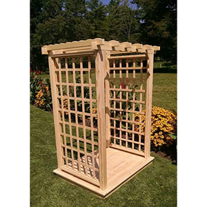 5 Foot Wide Lexington Cedar Arbor with Deck and Glider by A&L Furniture