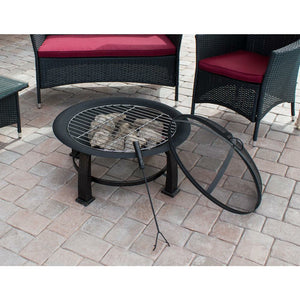 30" Wood Burning Firepit with Cooking Grate - 03