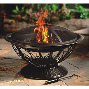 30" Wood Burning Firepit with Scroll Design - 01