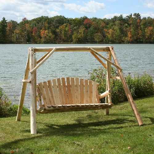 Lakeland Mills Cedar Log Yard Swing - 5 Foot - Swing Chairs Direct