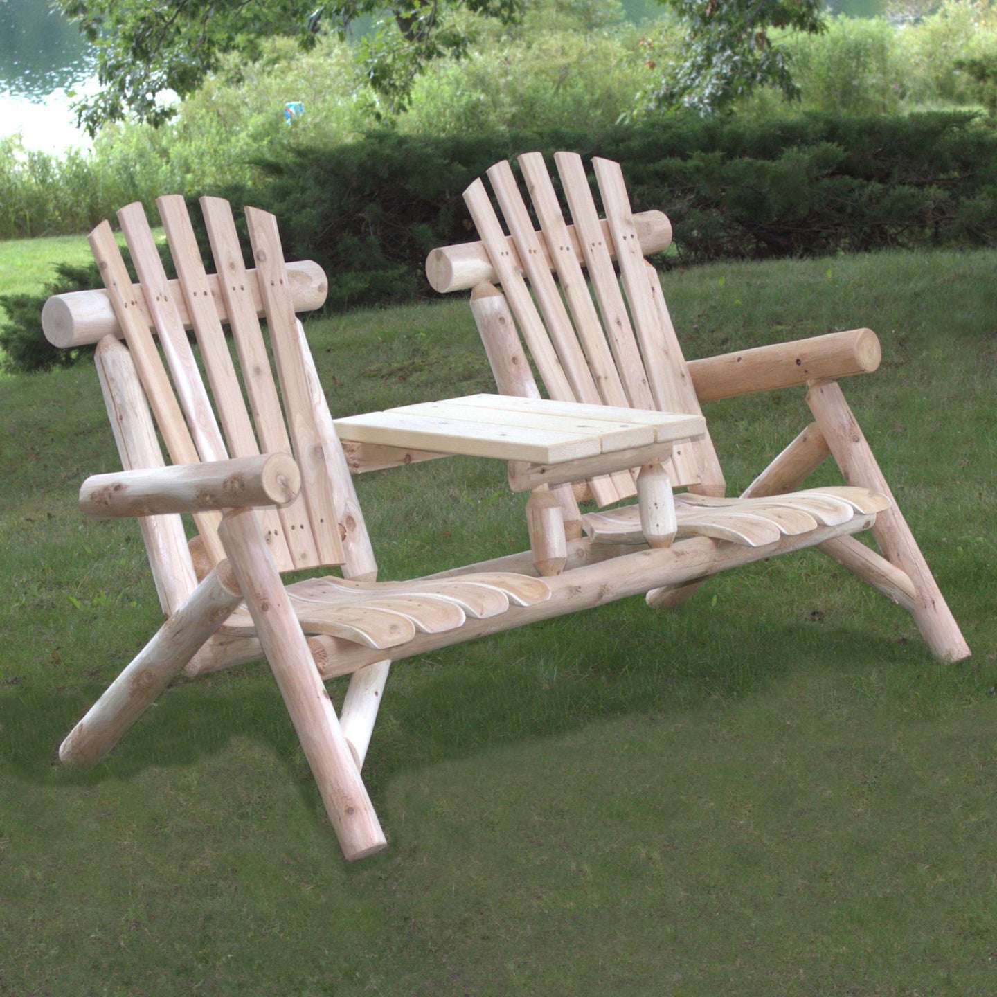 Lakeland Mills Cedar Tete-A-Tete Floor Chair Set - Swing Chairs Direct