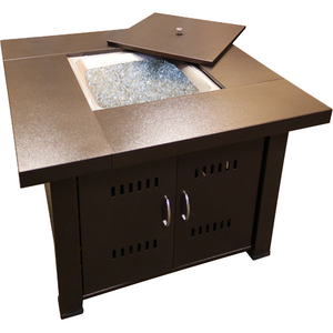 Hammered Bronze Square Fire Pit with Lid - 05