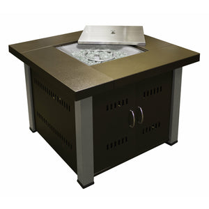 Hammered Bronze Square Fire Pit with Stainless Steel Legs and Lid - 03