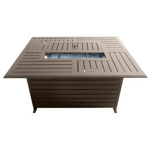 Rectangle Aluminum Slatted Fire Pit With Stainless Steel Propane Burner - 02