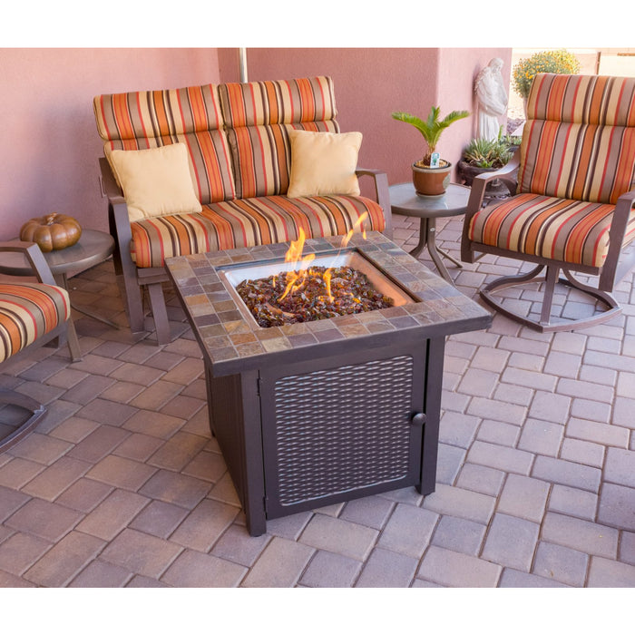 Square Slate Fire Pit in Bronze - 01