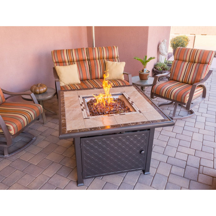 Square Tile Fire Pit in Bronze - 01