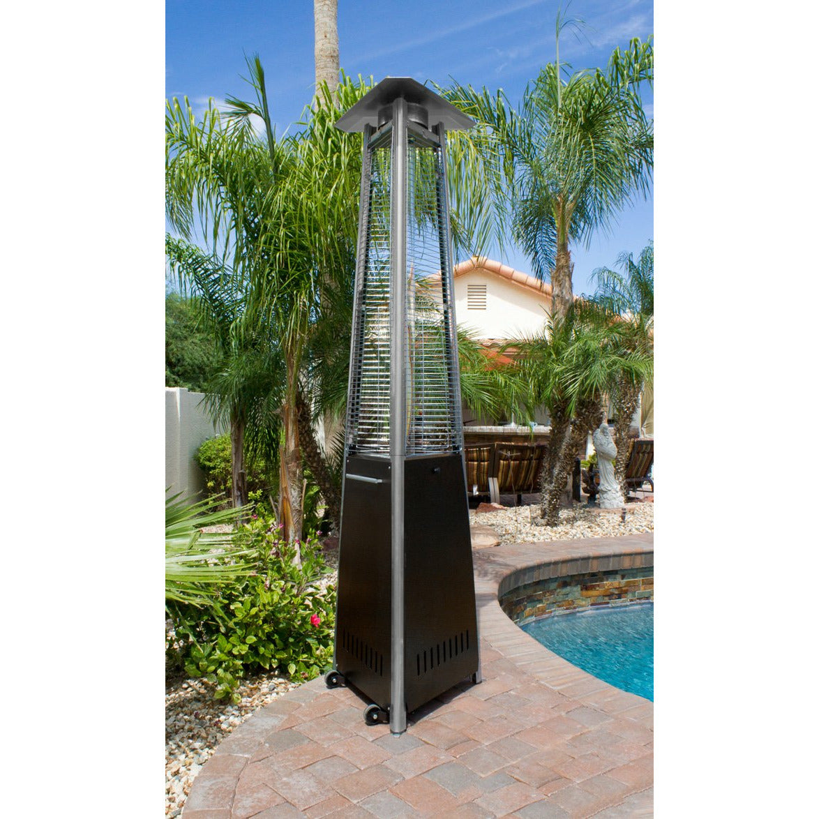 Tall Commercial Natural Gas Triangle Glass Tube Heater-Hammered Bronze - 01