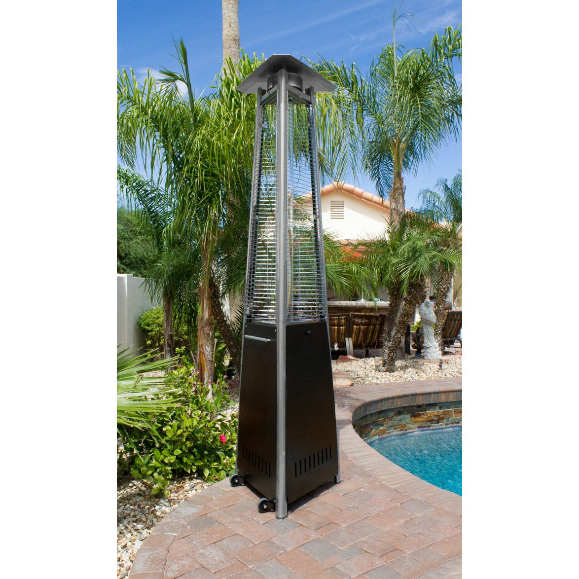 Triangular Heaters Tall Commercial Natural Gas Triangle Glass Tube Heater-Hammered Bronze ...