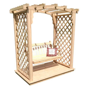 5 Foot Wide Jamesport Cedar Arbor with Deck and Swing by A&L Furniture