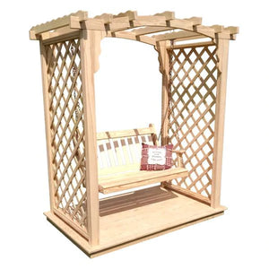 6 Foot Wide Jamesport Cedar Arbor with Deck and Swing by A&L Furniture