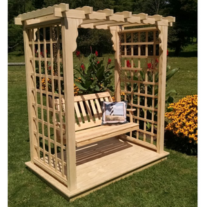 5 Foot Lexington Pine Arbor With Deck and Swing by A&L Furniture
