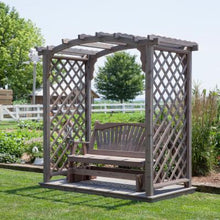 5 Foot Wide Jamesport Cedar Arbor with Deck and Glider by A&L Furniture