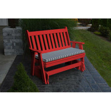 The sharp, clean lines of the lovely A & L Furniture Recycled Plastic 5 ft. Traditional English Outdoor Glider Loveseat create an attractive addition to your garden or patio without detracting from your beautiful foliage or other decor. Sit and admire the space surrounding you while gliding gently back and forth; it's bound to be the best part of your day.