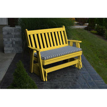 The sharp, clean lines of the lovely A & L Furniture Recycled Plastic 5 ft. Traditional English Outdoor Glider Loveseat create an attractive addition to your garden or patio without detracting from your beautiful foliage or other decor. Sit and admire the space surrounding you while gliding gently back and forth; it's bound to be the best part of your day.